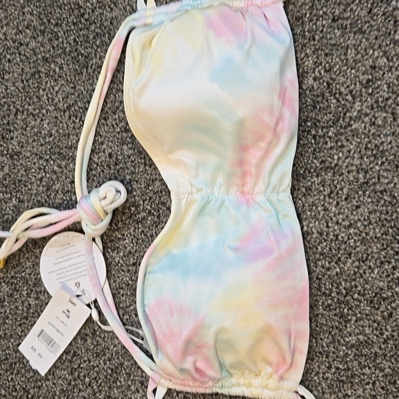 NWT PQ UTO Luna Pastel Tie-Dye Bikini Top Swim Sz D - Picture 4 of 7